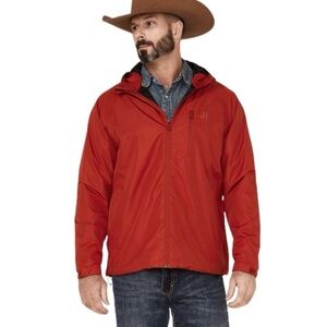 NWT Justin Zip Front  Hooded Rain Red Jacket Size Medium